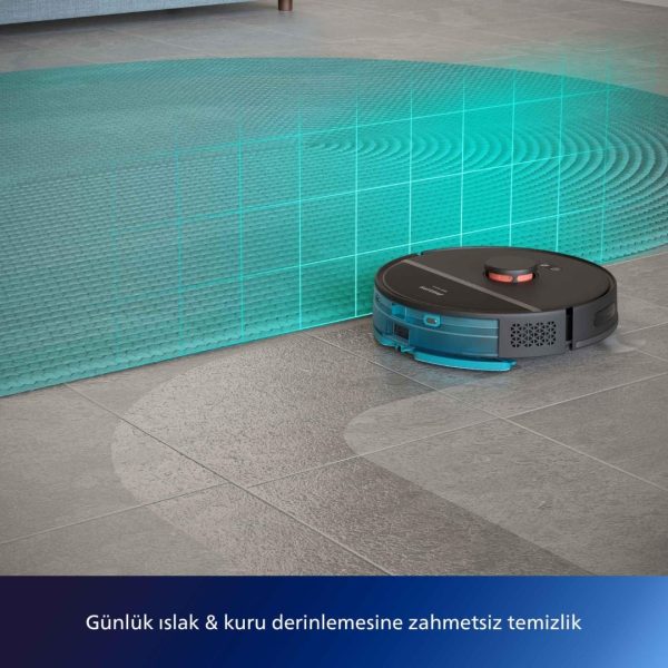Philips 3000 Serisi Islak Kuru Moplu Siyah Robot SÜPÜRGE,4000 Pa, Sert Zemin ve Halıya Uygun - Görsel 2