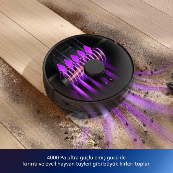 Philips 3000 Serisi Islak Kuru Moplu Siyah Robot SÜPÜRGE,4000 Pa, Sert Zemin ve Halıya Uygun - Görsel 3