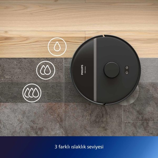 Philips 3000 Serisi Islak Kuru Moplu Siyah Robot SÜPÜRGE,4000 Pa, Sert Zemin ve Halıya Uygun - Görsel 5