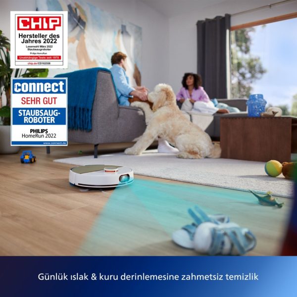 Philips 7000 Serisi, Beyaz Islak Kuru Robot Süpürge, 5000 PA,Titreşimli Mop,Sert Zemin ve Halıya Uygun, XU7000/02 - Görsel 7