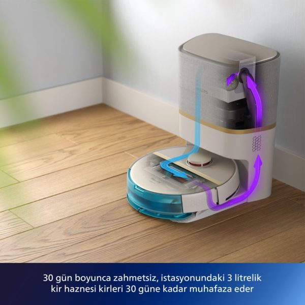 Philips 7000 Serisi Islak ve Kuru İstasyonlu Robot Süpürge, Otomatik boşaltma istasyonlu, Beyaz robot süpürge, XU7100/02 - Görsel 10