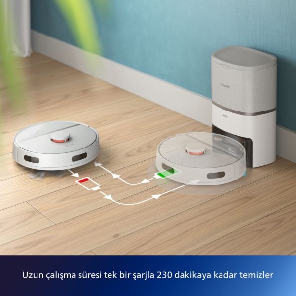 Philips 3000 Serisi Islak Kuru Moplu İstasyonlu Robot Süpürge,4000 PA, Sert Zemin ve Halıya Uygun,Beyaz XU3110/02 - Görsel 5