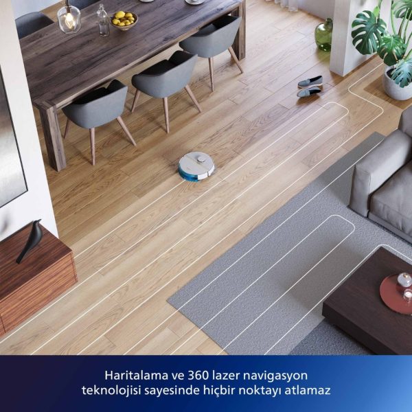 Philips 3000 Serisi Islak Kuru Moplu İstasyonlu Robot Süpürge,4000 PA, Sert Zemin ve Halıya Uygun,Beyaz XU3110/02 - Görsel 6