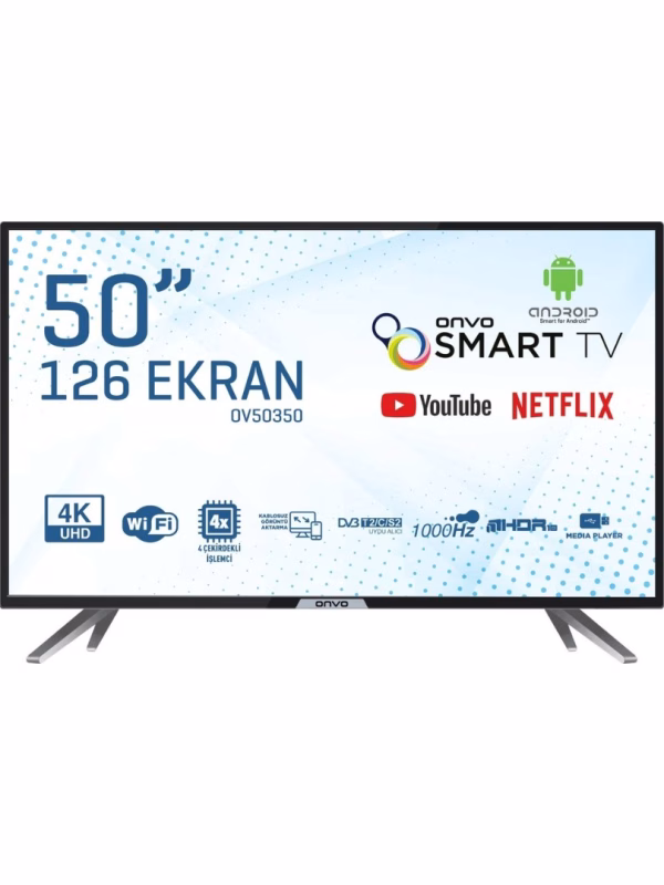 Onvo OV50350 50" 127 Ekran Uydu Alıcılı 4K Ultra HD Smart LED TV
