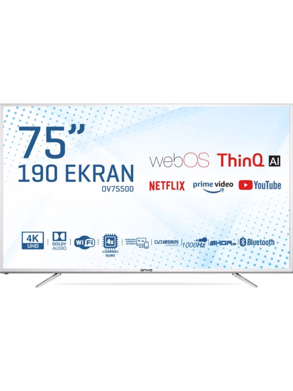 Onvo OV75500 75" 190 Ekran Uydu Alıcılı 4K Ultra HD Smart LED TV