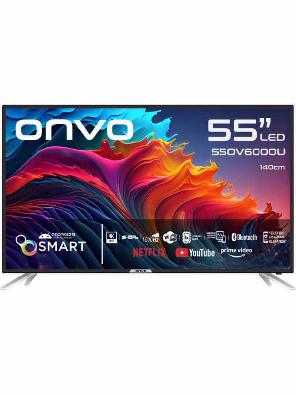 Onvo 55OV6000U 55" 139 Ekran Uydu Alıcılı 4K Ultra HD Smart LED TV
