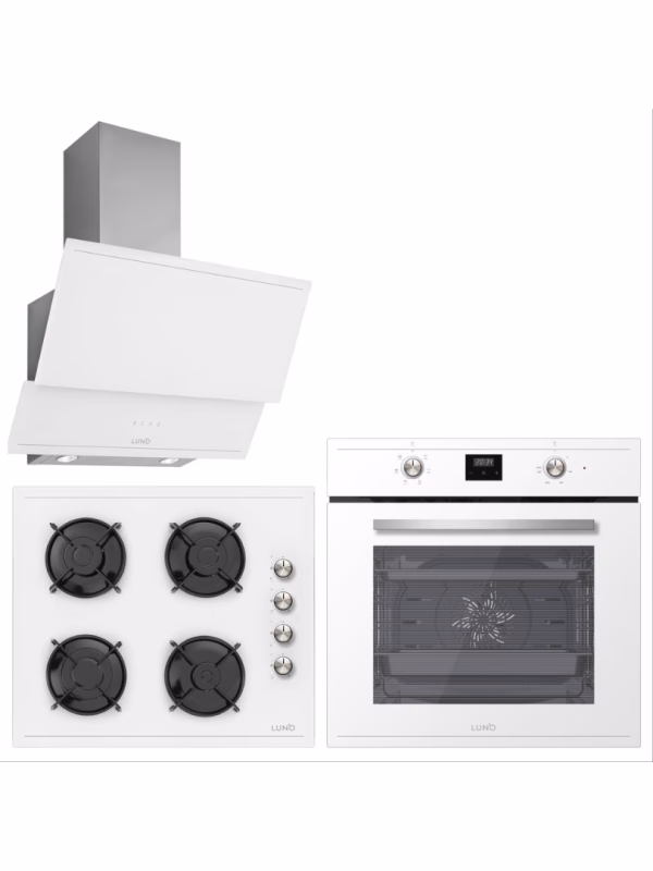 Luno Silverline Luno Ankastre Beyaz Set ( 3420W Davlumbaz 6502W Fırın CS5335W Ocak )
